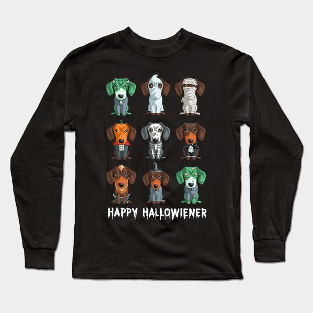 Dachshund Halloween Happy Hallowiener Long Sleeve T-Shirt by Phylis Lynn Spencer